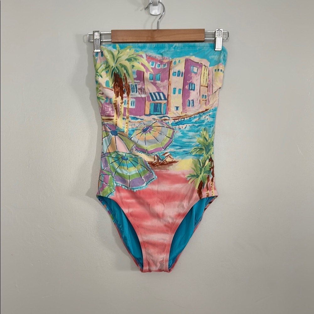 Anne Cole Women’s Colorful Strapless One-Piece Swimsuit